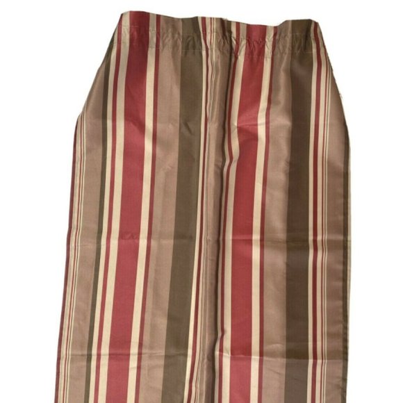2 Striped Red Brown Curtains Panels Drapes 82" - Picture 3 of 6